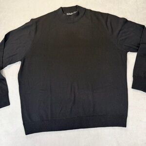 WH Belk Sportswear- Men's Fine Italian Merino Wool- Mock Turtleneck- Black- XL